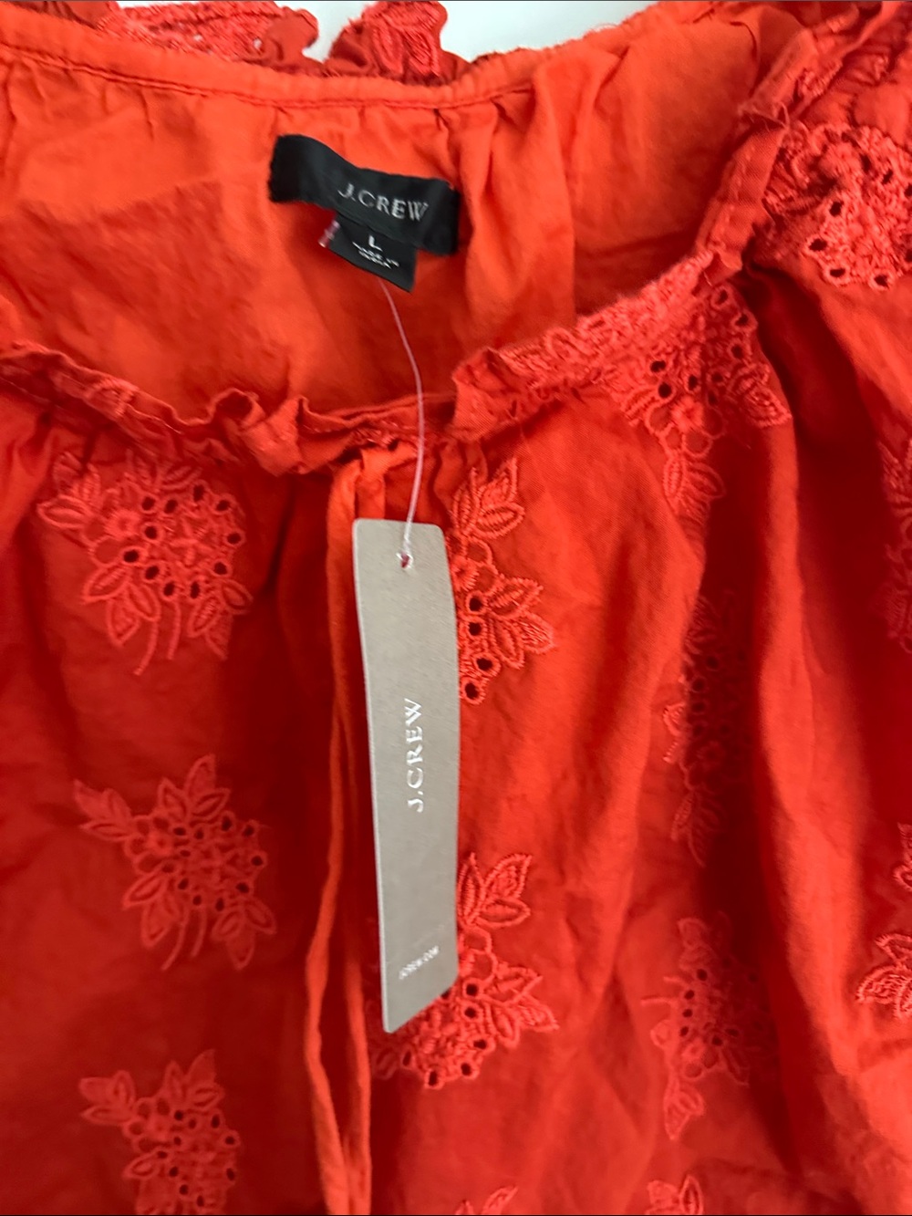 J. Crew Red Embroidered Peasant Blouse - Picture 2 of 5